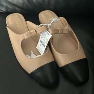 J. Crew Women's Tan and Black Bow Mules